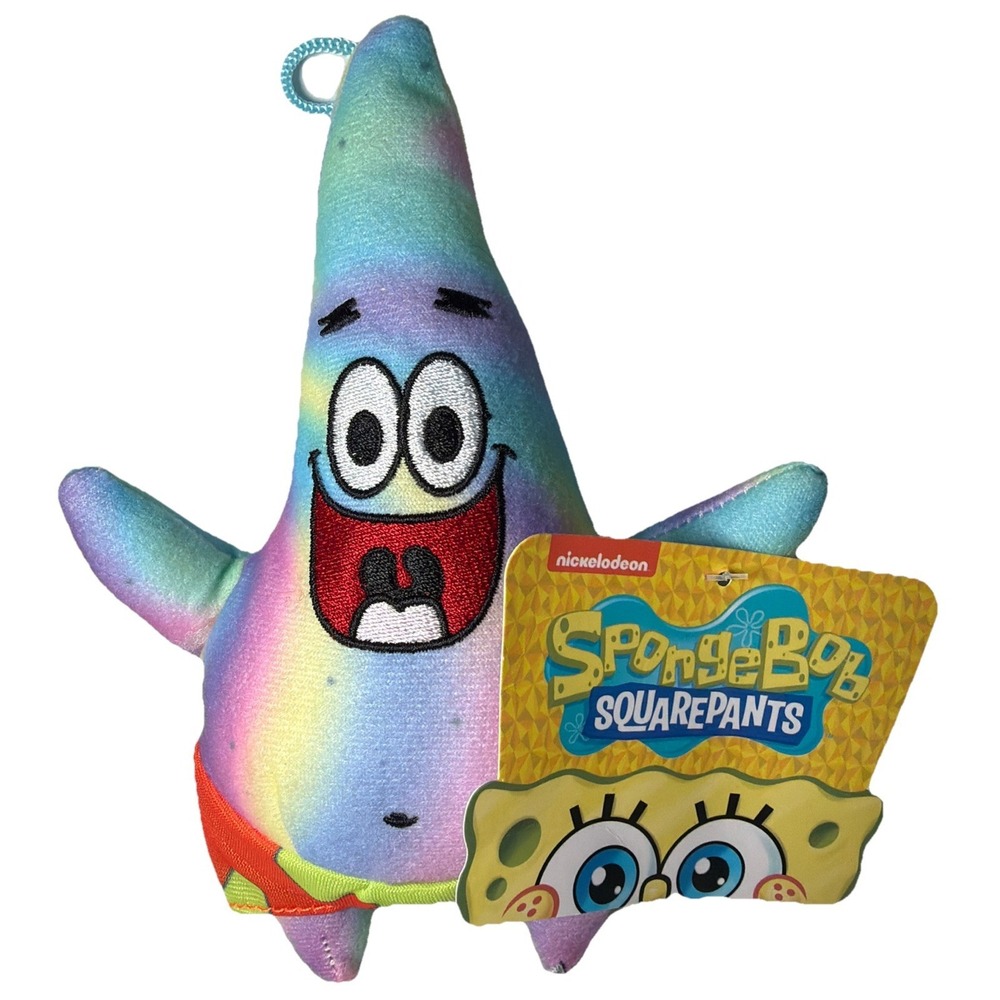Spongebob Squarepants PATRICK STAR 8" Rainbow Tie Dye Stuffed Plush